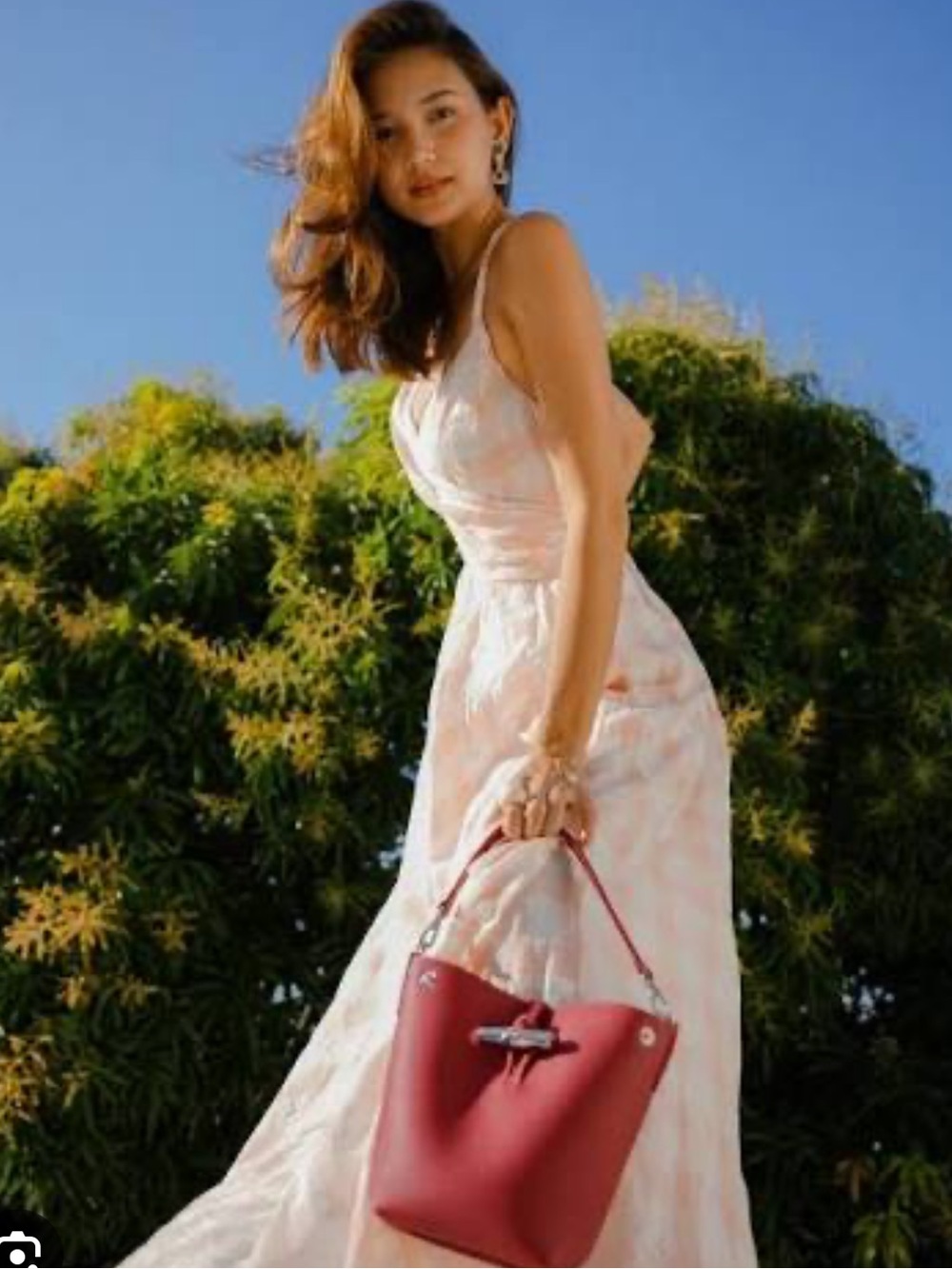 Longchamp Le Roseau Bucket Bag in Beet